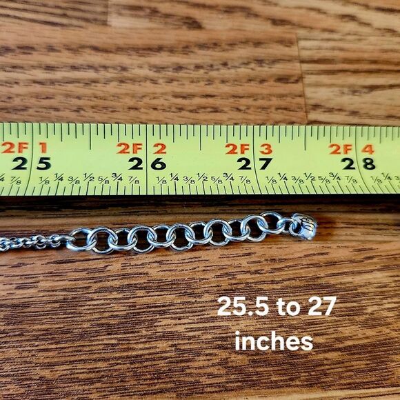 BRIGHTON "Faithful" Triple Cross Silver And Crystal Y Drop Vintage Necklace - Picture 11 of 14